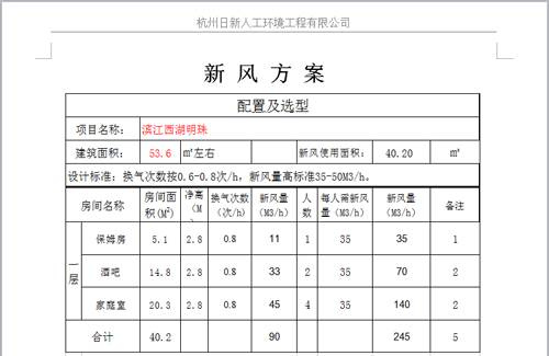 滨江西溪明珠排屋地源热泵系统新风设计方案