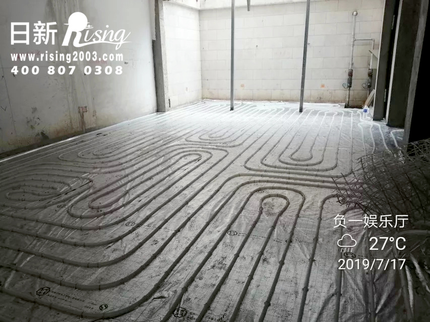 风冷热泵系统：郑州绿城雁鸣湖玫瑰园项目地暖阶段