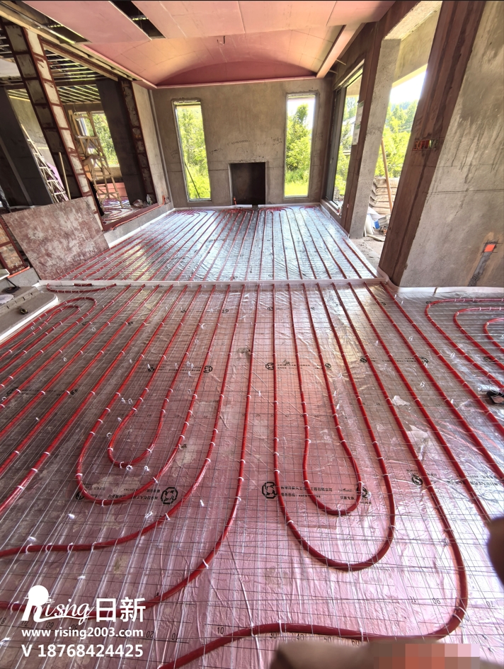 径山自建房风冷热泵系统项目地暖阶段